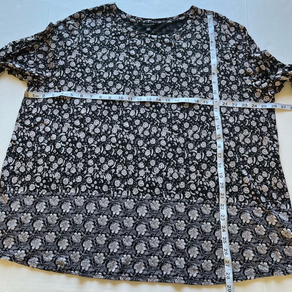 Lucky Brand Women's Black Mixed Floral Print Long Sleeve Boho Tunic Top 3X - Picture 7 of 11
